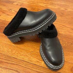 Proenza Shouler black sherling lined slides
